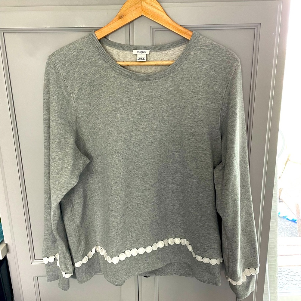 J crew sweatshirt with dot trim, super soft, size Large